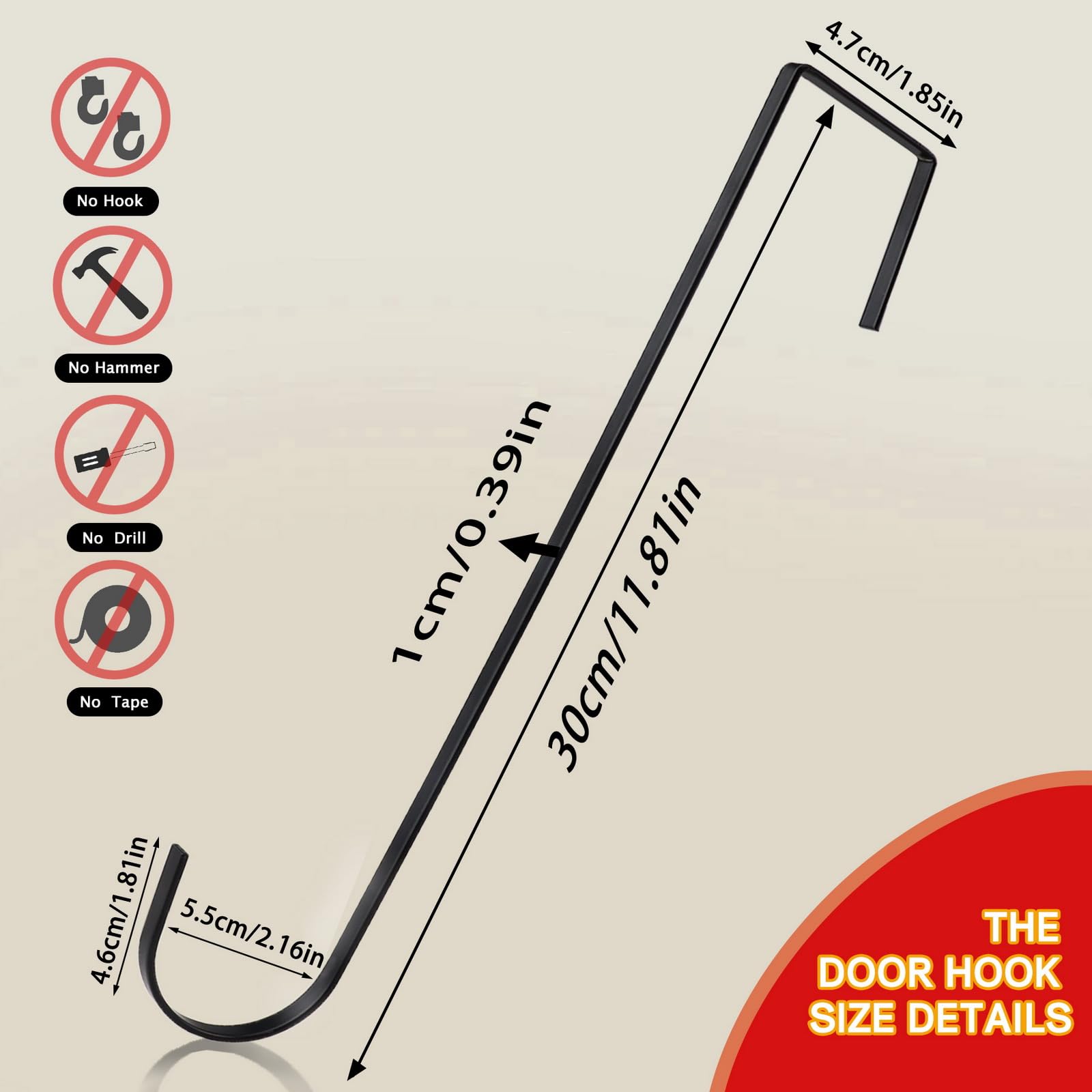 Vhxmaizxn 12 in Wreath Hanger Black Wreath Hangers for Front Door Wreaths Hangers Hook Over The Door Hook for Christmas Wreaths Holder Xmas Halloween Easter Home Outdoor Decorations