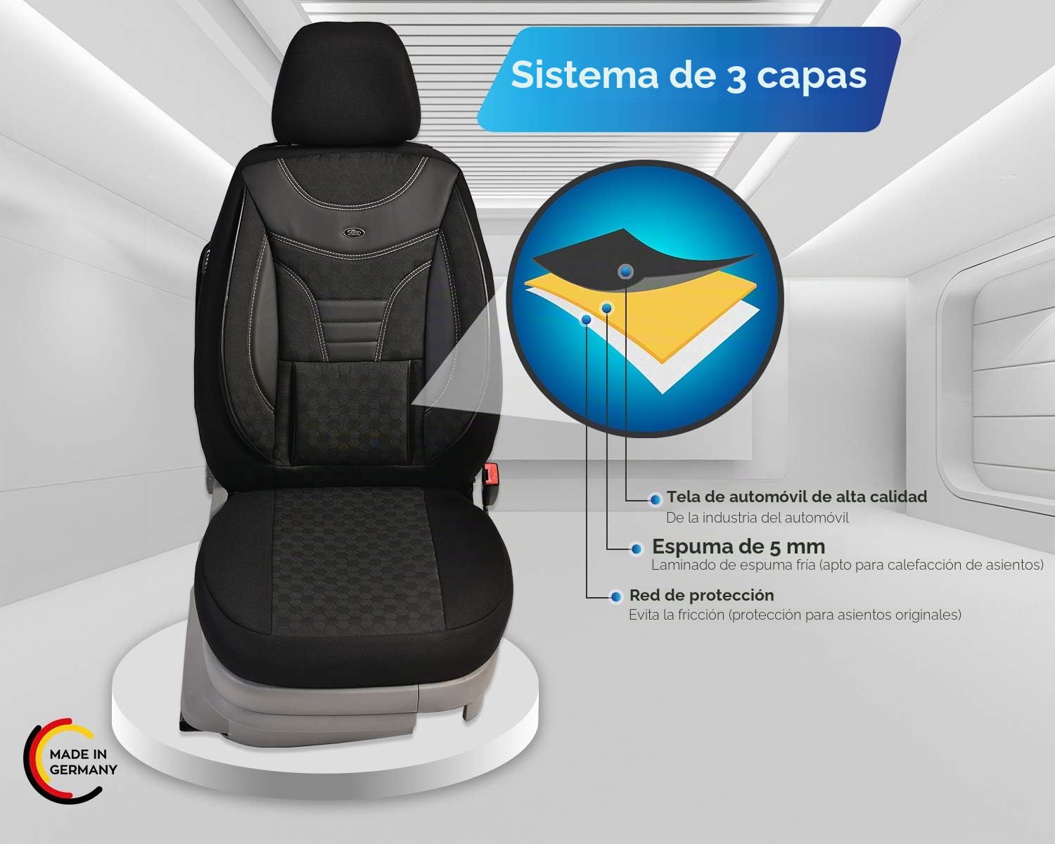 Bremer SITZBEZÜGE Fundas de Asiento a Medida para Mercedes Vito V Clase W447 910
