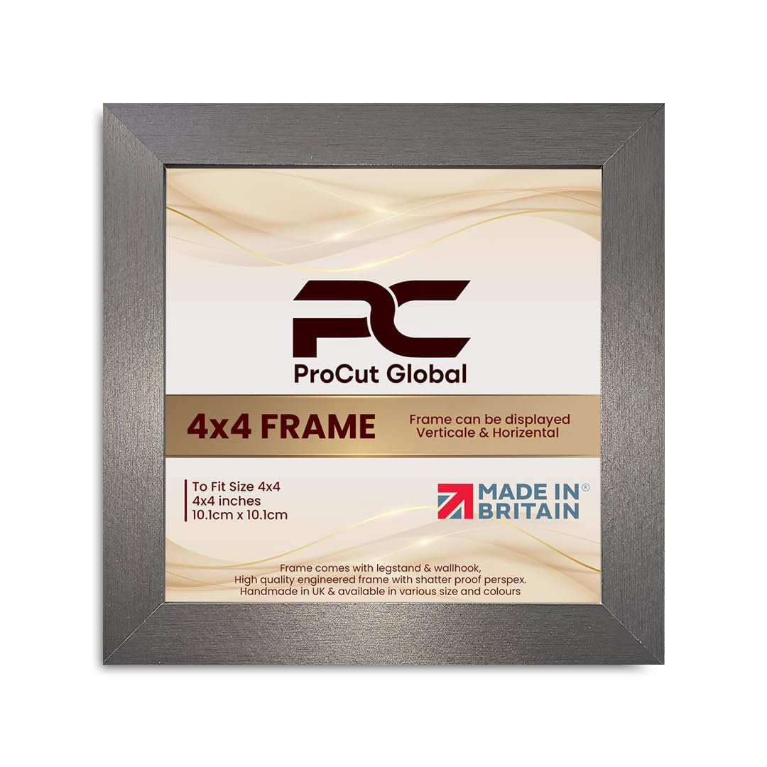 Procut Global 4X4 Aluminium Picture Frames - Modern Wooden Photo Frame with Shatterproof Perspex for Wall or Tabletop - Perfect for Posters, Certificates, Prints - Sizes & Colors Available