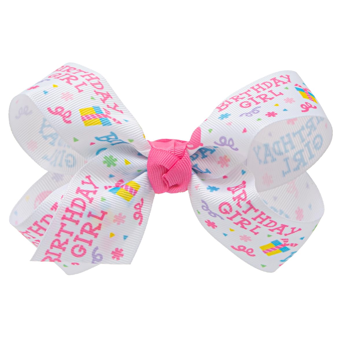 HAIRBOWS Girls' Grosgrain Hair Bow with Knot Wrap Center, All Ages and Hair Types, 5 Inch, Birthday Girl 2