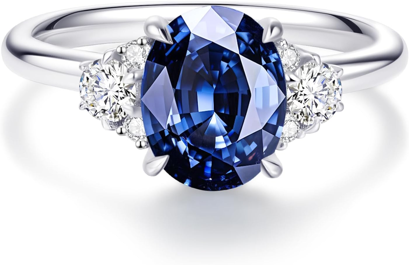 Moissanite Engagement Rings for Women | 2.2CT Royal Blue Oval-Cut VVS1 | Multi-Color Multi-Cut 1.7-1.8CT | Premium S925 Sterling Silver 18K White Gold Plated | Wedding Promise Ring Size 4-10| Perfect Valentine’s Day Gift - Image 5
