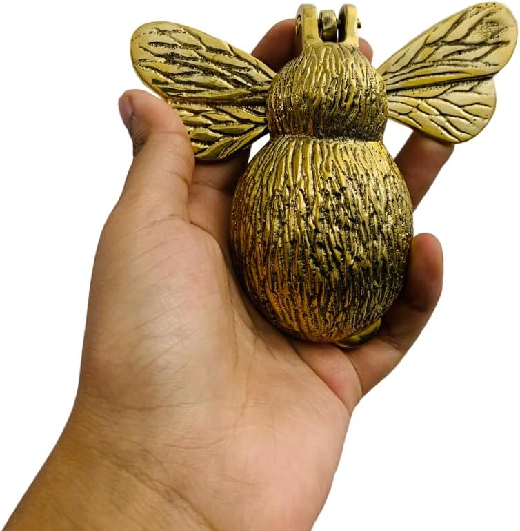 Bee Knocker Door Brass Knocker - Solid Brass Plain Polish for Front Door Bumblebee Bumble