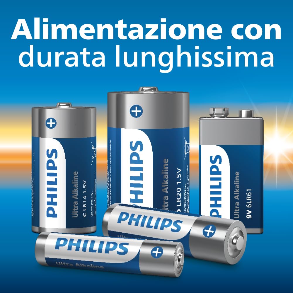Philips Ultra Alkaline AA/AAA Batterie Combo, Versatili per tutti i dispositivi, Confezione da 40