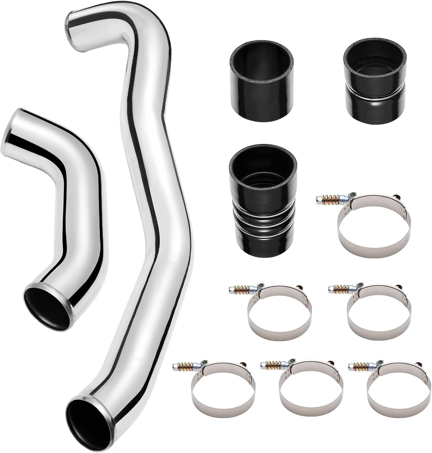 SPELAB Turbo Intercooler Piping Compatible with 2008-2010 Ford F250/F350/F450/F550 6.4L PowerStroke V8 Diesel, Aluminum Intercooler Pipe Kit Hot Side, Silver