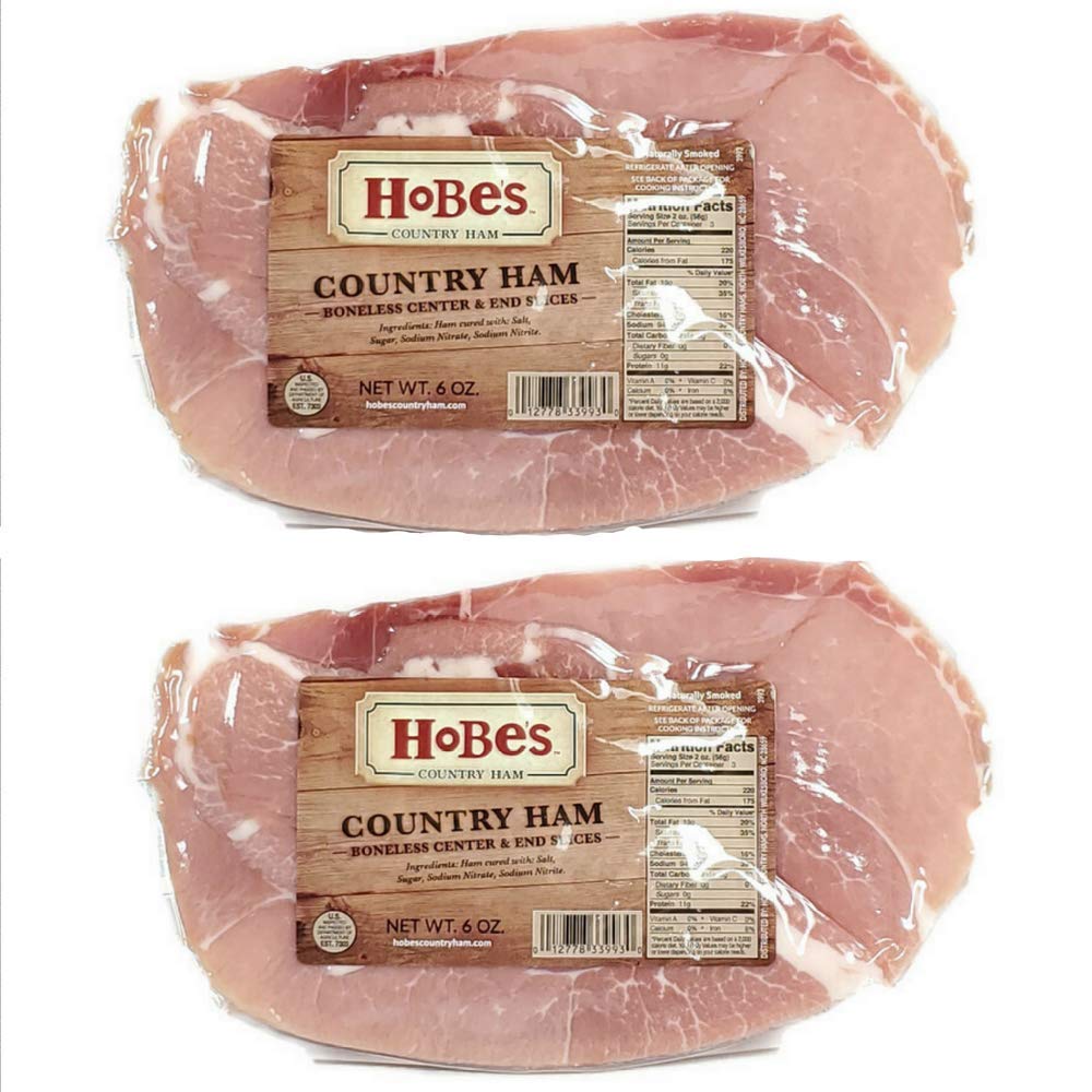 Hobe's North Carolina Mountain Cured Country Ham Prime Cut Centers & Ends 2 - 6 Oz. Packs