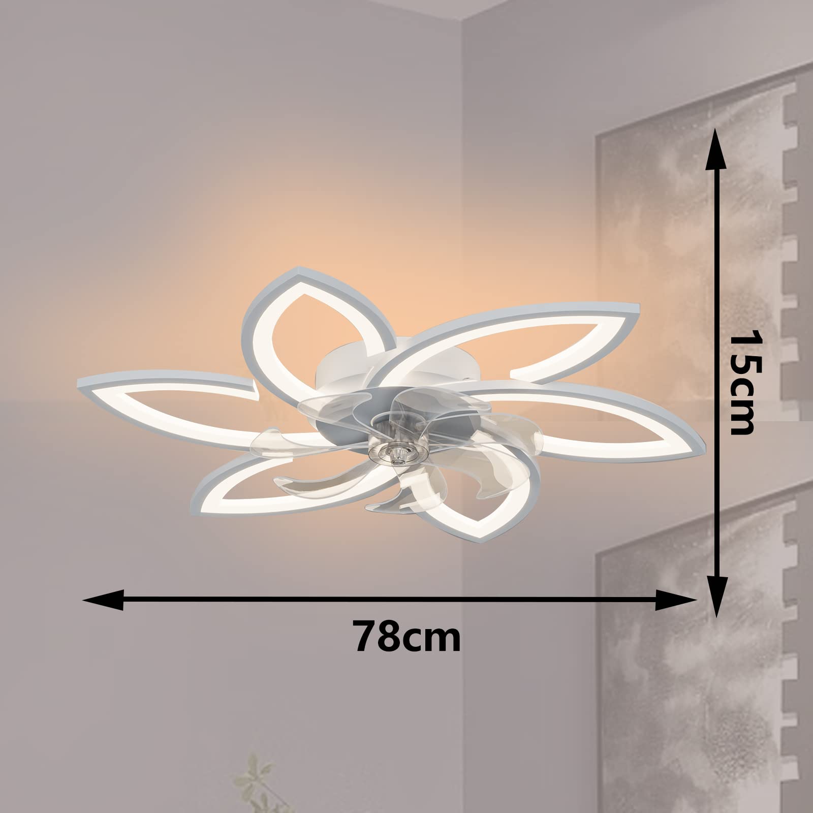 Wildcat Deckenventilator mit Beleuchtung Leise Moderne Led mit Fernbedienung Timer Blütenform Design Ventilator Deckenleuchte für Schlafzimmer Küche