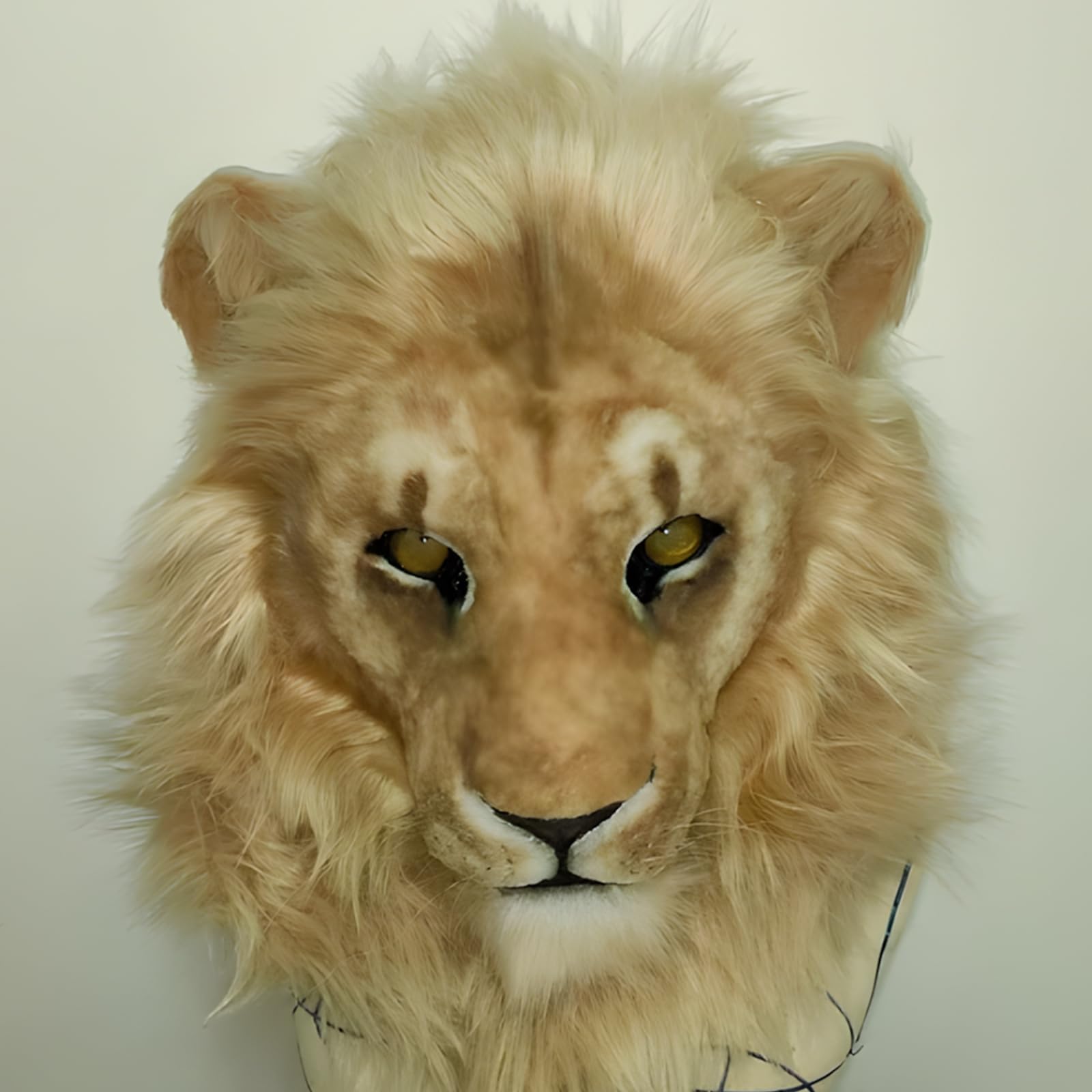 Maschera da testa di leone realistica per adulti, travestimento o decorazione, in finta pelliccia, per cosplay, teatro, da parete