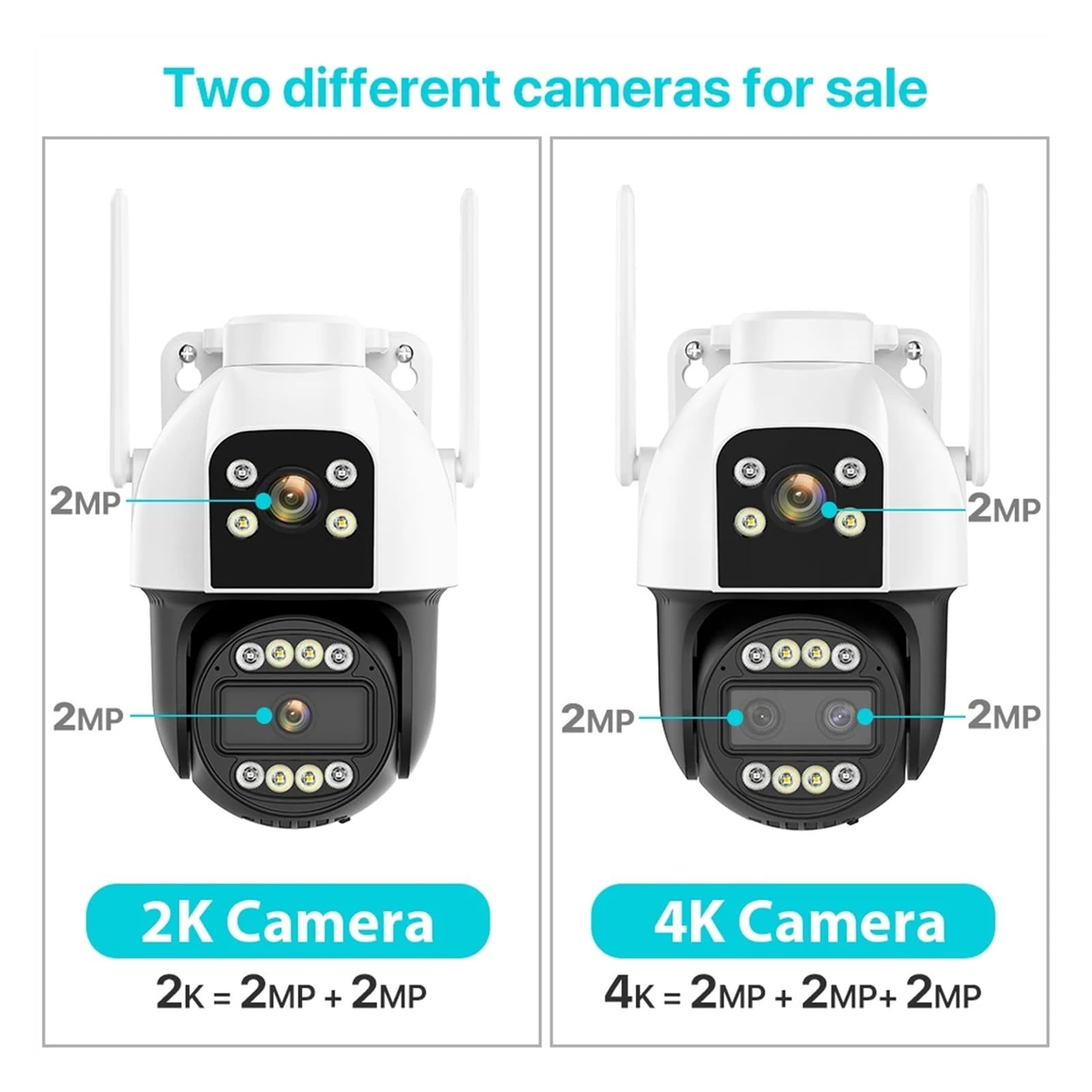 Telecamera di sicurezza, 4G IP Camera Esterna 4K HD 10X Zoom Tre Lenti Doppio Schermo Sim Card Telecamera PTZ Ai Tracking Video Sorveglianza CCTV Cam(2K WIFI NO Card)