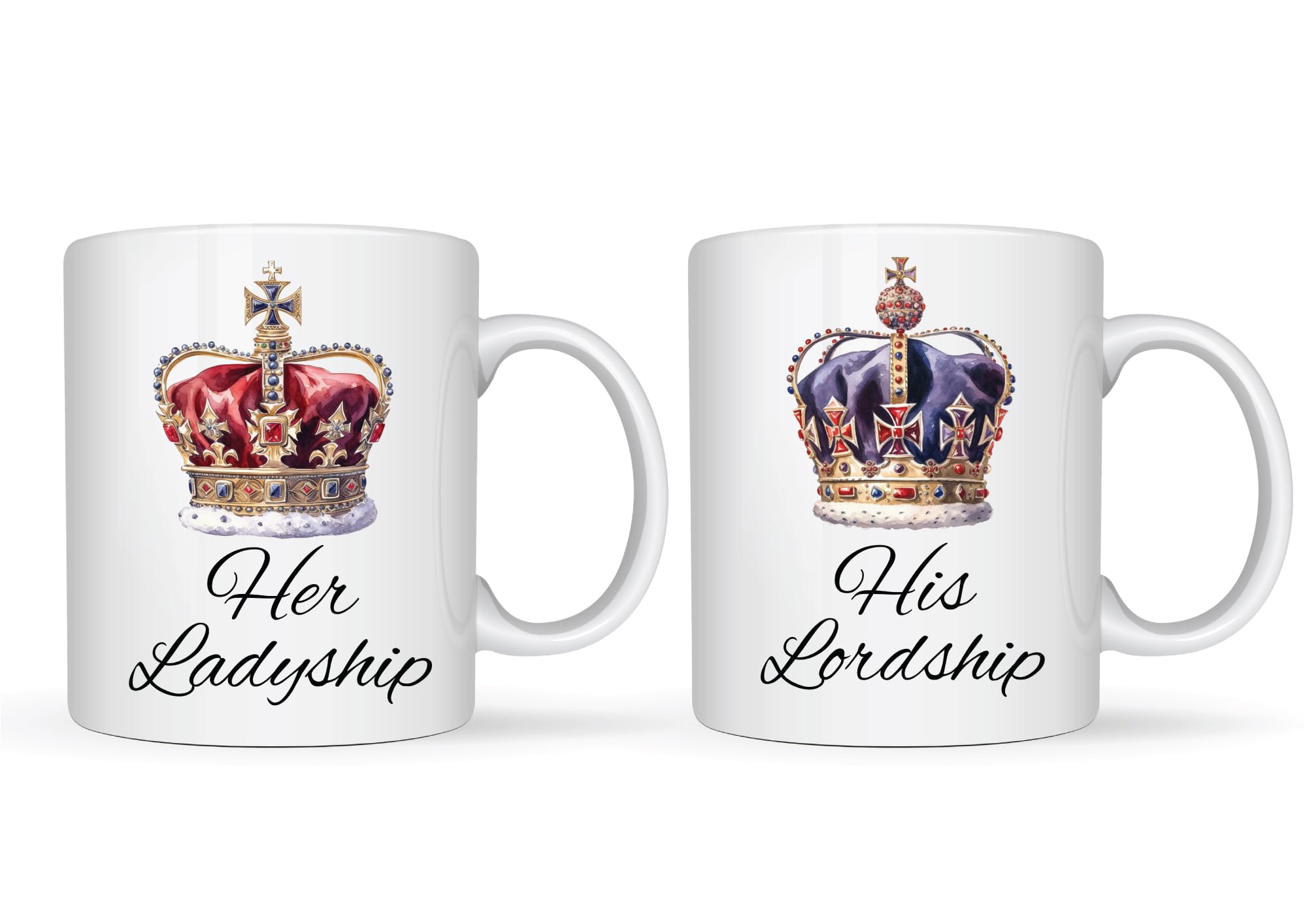 His Lordship & Her Lordship Novelty Coffee Tea Mugs Set Couples Gift for Husband Wife Bride & Groom Valentines Wedding Christmas Anniversary Newlyweds Gifts Printed on Both Sides of The Mug 11oz