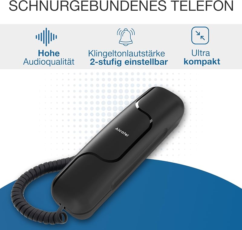Alcatel T06 Fekete Asztali Telefon Vezetékes Retro Gondola Stílusú