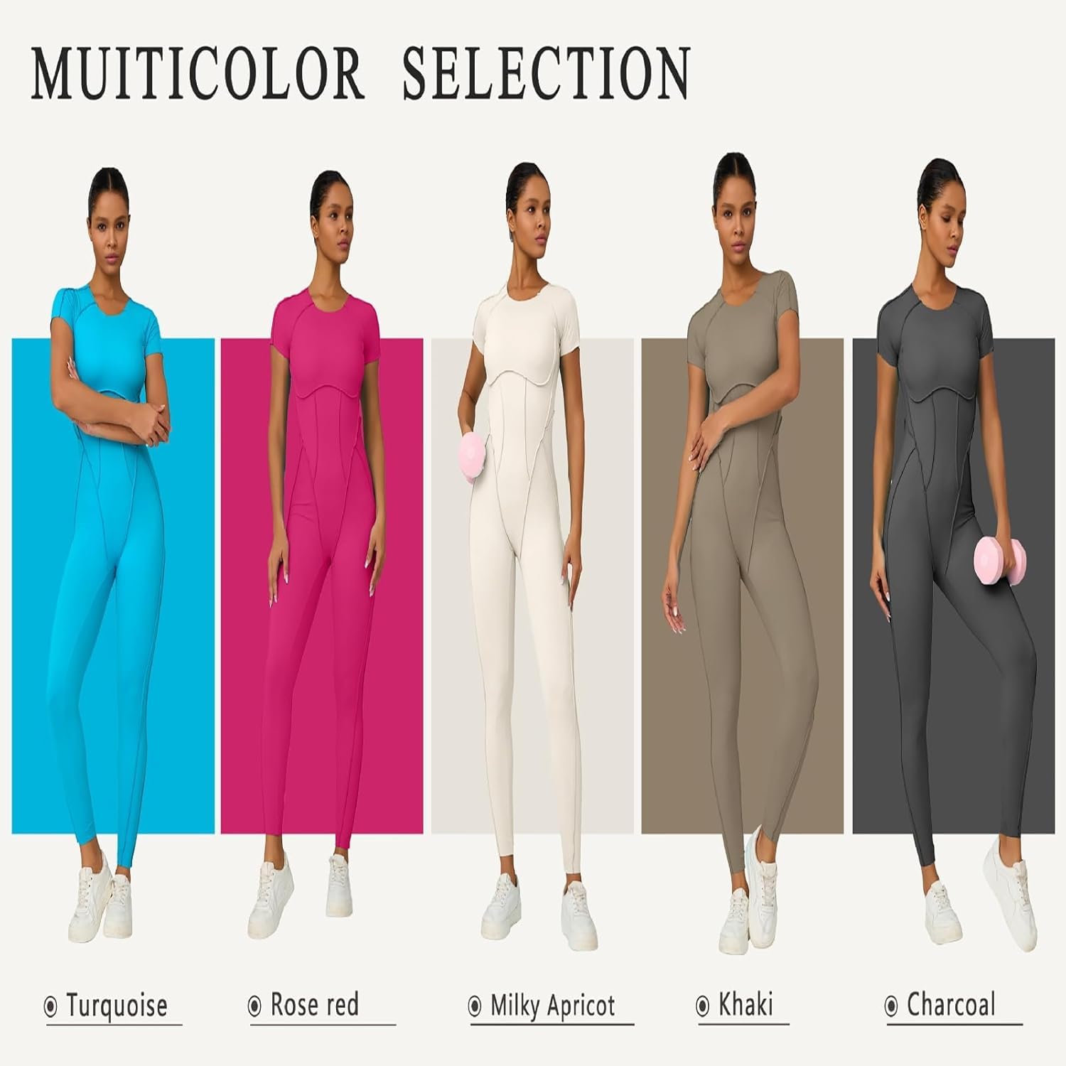Tuta Intera da Donna Slim Fit Senza Schienale - Body Imbottito A Maniche Corte per Palestra, Yoga E Serate Fuori - Tuta Sagomata con Cuciture per Uno Stile di Vita Attivo White Small