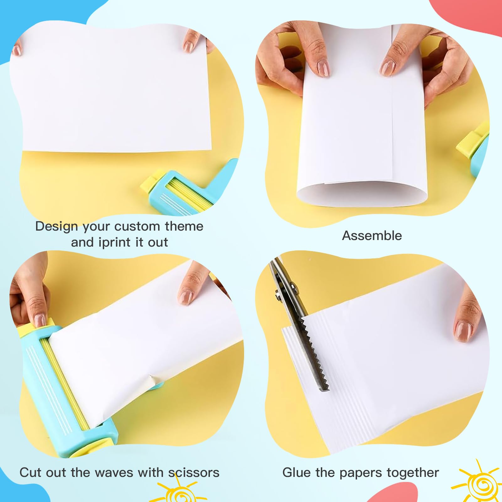 Bocguy Papier Crimper Quilling Werkzeug, Kartonbögen Wellpappenmaschine zur Herstellung von Wellenformen, DIY Scrapbook Crimpwerkzeug