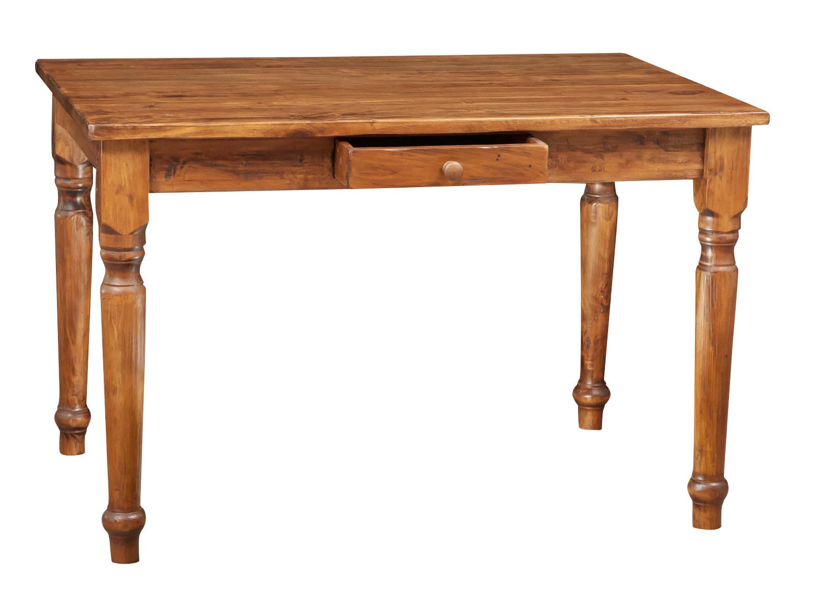 Biscottini Tavolo da cucina 120x80x80 cm Made in Italy | Scrivania vintage con cassetto | Tavolo legno massello di tiglio | Tavolo scrivania legno | Tavolo da pranzo per interni ed esterni Shabby
