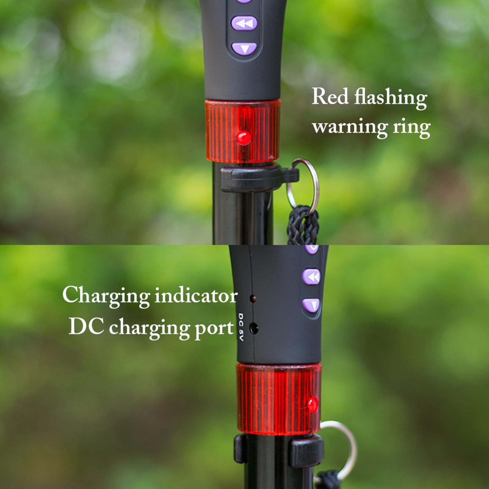 Bastón Plegable | Bastón - Luces Y Alarma Con Luz De Bastón | Bastón De Senderismo Ajustable Y Ligero Para Hombres Y Mujeres Con Alarma, Radio Con Luz Led, Bastón Ajustable, Plegable Para Caminar