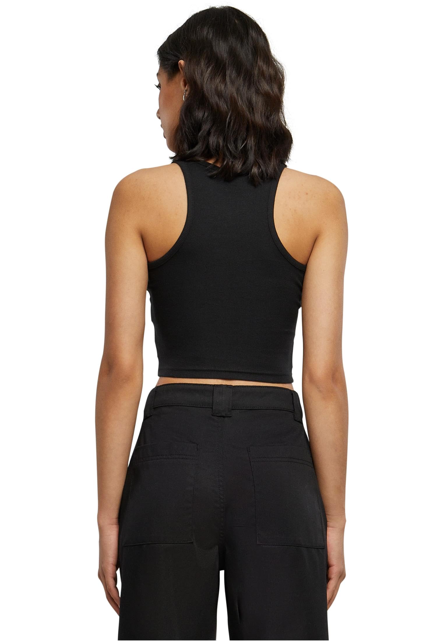 Urban Classics Ladies Cropped Rib Top Donna Top Marrone Regular