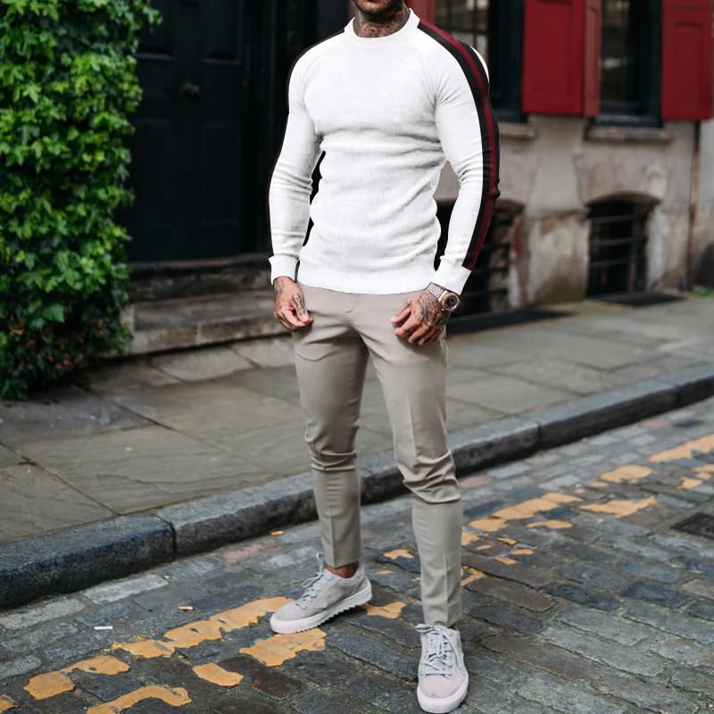 Men Long Sleeve Knitted Crewneck Basic Tops Pullover Sweatshirts S-3XL4