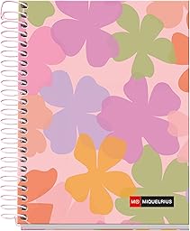 Miquelrius - Cahier A6 petits carreaux 5 mm, 120 feuilles microperforées 4 couleurs multi-matières, papier opaque 70 g/m², couverture carton extra rigide, spirale, Sans perforations, Aquarelle