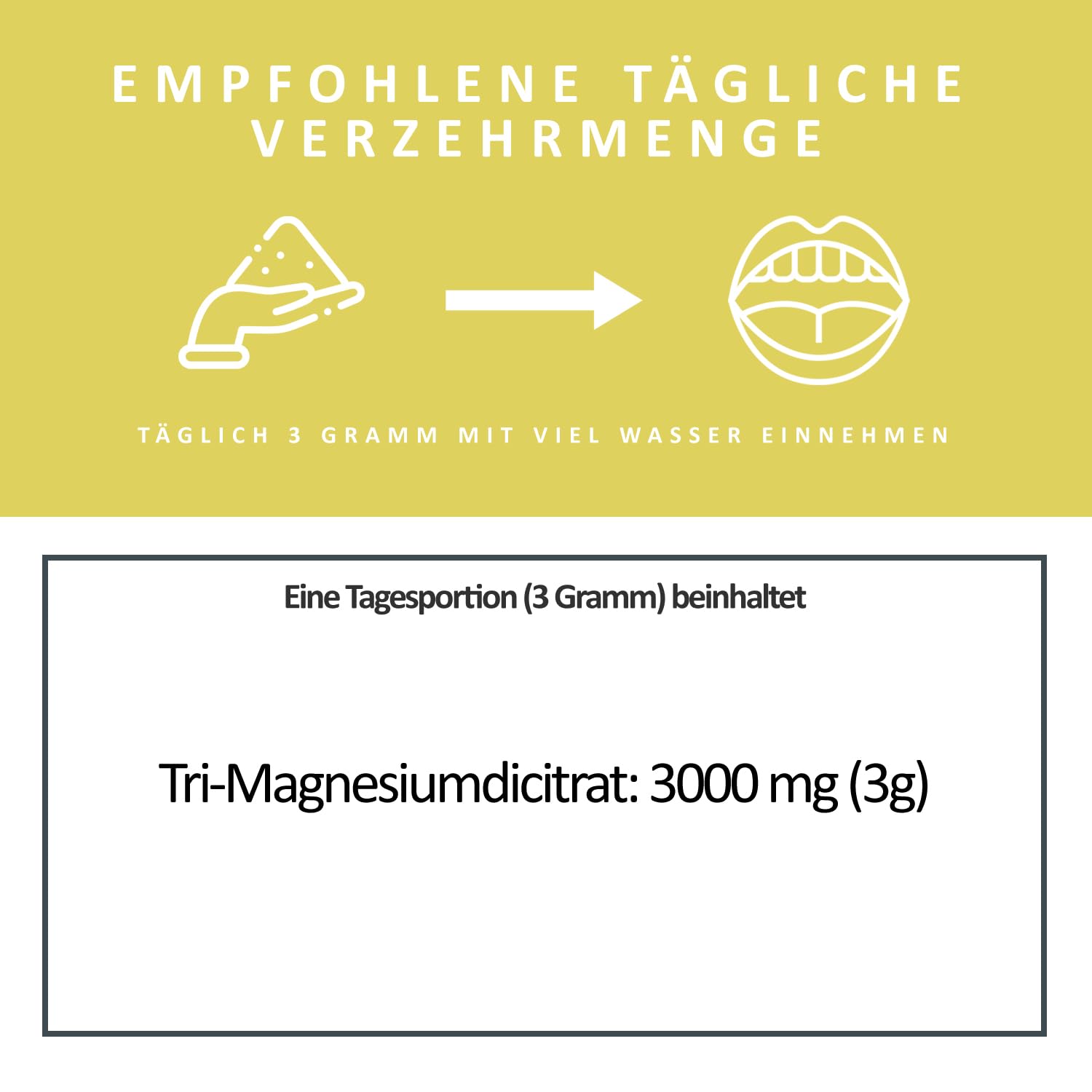 Magnesium Citrat 1kg veganes Pulver hochwertiges Tri-Magnesiumdicitrat wasserfrei (2 mal 500g)