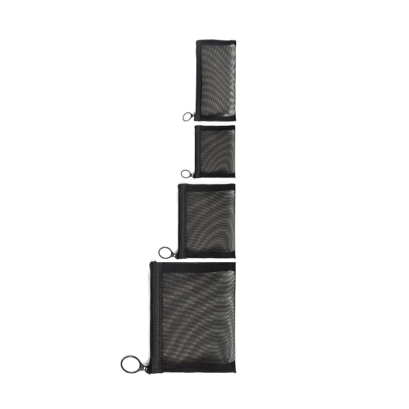 Patu Necessaires de Tela com Zíper, Pacote com 4 (P, M, G e Estojo Longo), Preta