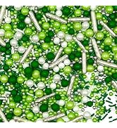 Sprinkles for Cake Decorating, Green and White Pearl Silver Jimmies Sprinkles Mix for Baking Cook...