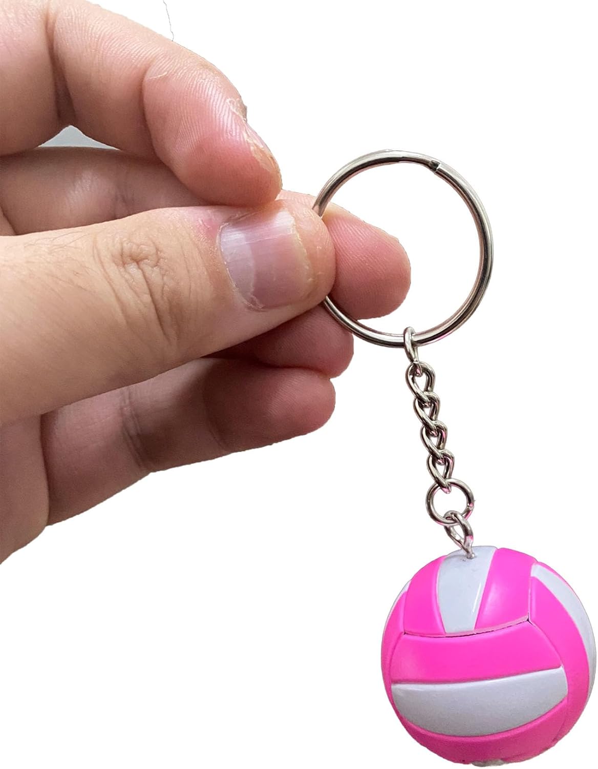 4PC Volleyball Keychain Mini Volleyball Keyring Sports Ball Pendant Gift for Volleyball Fan Pink
