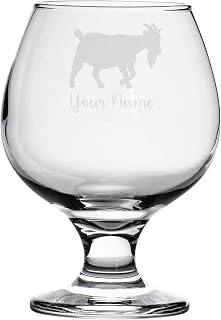 Personalised Goat Engraved Brandy Snifter Glass, Animal Gift for Women, Gift for Men