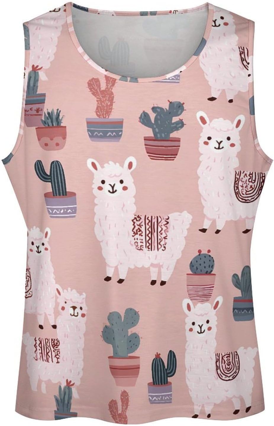Cute Llama Alpaca Men's Tank Tops Sleeveless Muscle T-Shirt | Print,Muscle Shirt,for Athletic Running Gym,Workout Shirts,Tee Shirts