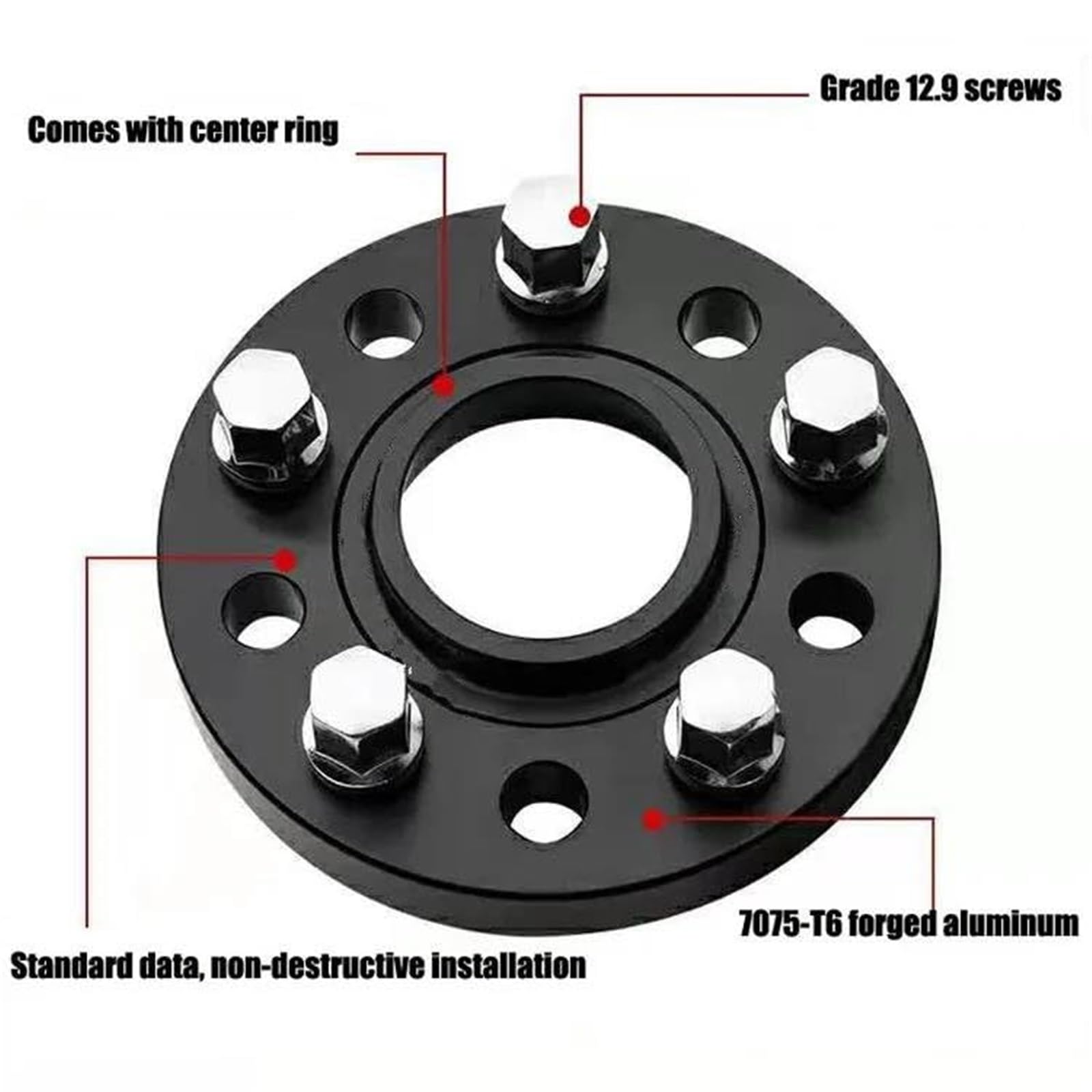 Zestaw dystansowy do kół 5x112 Hubcentric 66.6 Aluminiowy adapter do kół, do separatorów samochodowych, podkładek, płyt Zestaw dystansów do kół(BLACK 15mm)