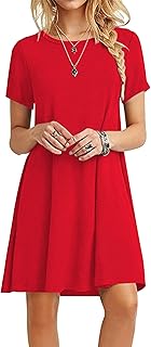 Molerani Womens Casual T Shirt Dress%Ef%Bc%88Red