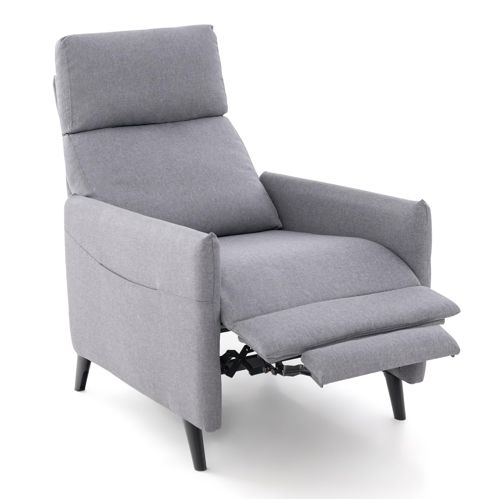 COSTWAY Sillon Relax Reclinable 102/112/140°, Respaldo y Reposapiés Ajustables, Tela de Lino, Sillones para el Salón con Asiento Acolchado Suave, Sillon Orejero Gris