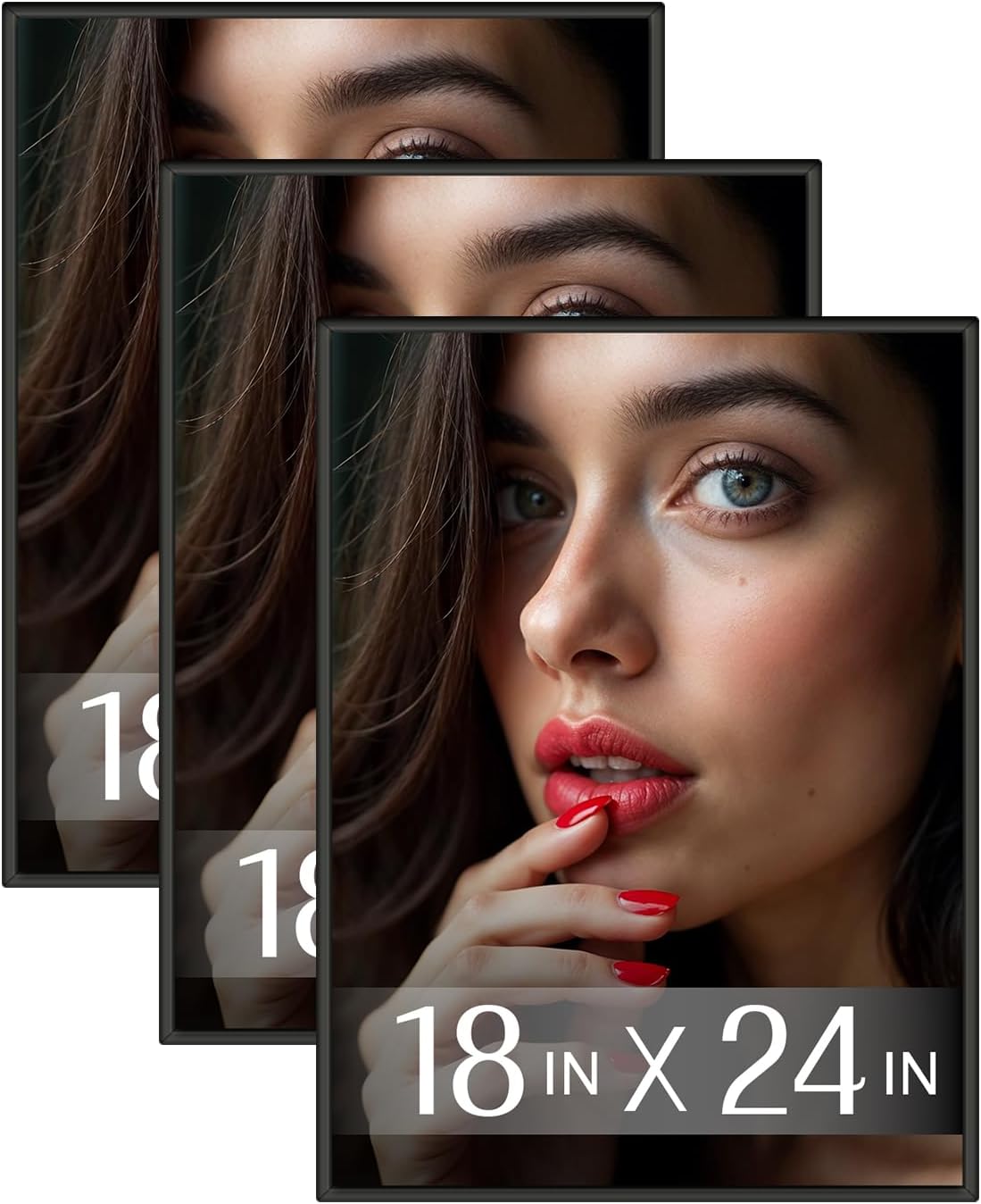 Plexon 24x36 Poster Frame White, Set of 3Pcs 24 x 36 Poster Frames for Home Decor, Office Horizontal or Vertical Wall Mount, Front Polish Plexiglass Large Picture Frame for Wall, Gallery Photo Frame