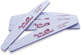 Lixa Bumerangue Lavável 100/180 Para Unhas de Gel Acrigel Fibra de Vidro, Com 5 Unidades