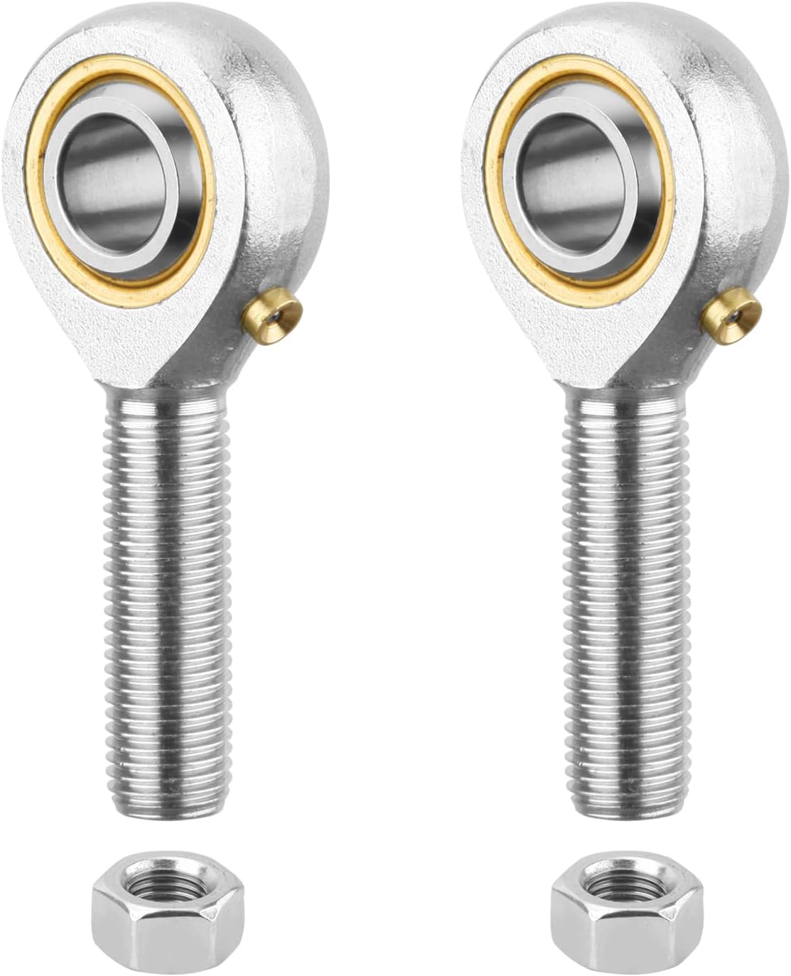 HiPicco POSB6 Rod End Bearing 3/8 Inch Bore and 3/8-24 Right Hand Thread, Self-Lubricating Male Heim Joint Rod Ends,Includes Jam Nuts 2pcs