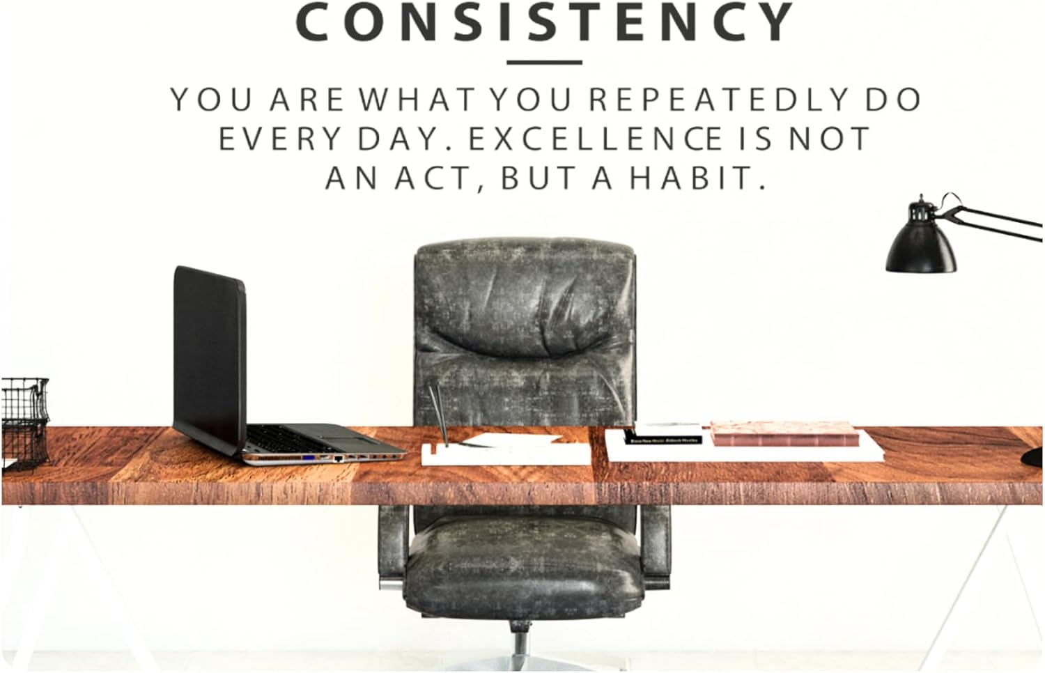My Vinyl Story – Consistency Wall Decal – Inspirational Motivational Vinyl Quote Sticker for Gym or Office Decor, Easy to Apply and Removable (60x16 inches)