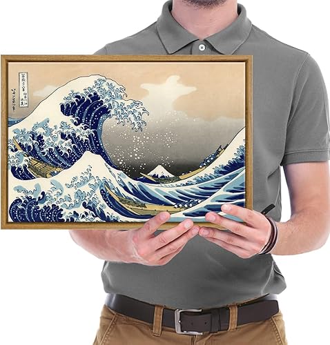 Miniatura 5 de Wieco Art Arte enmarcado Gran ola de Kanagawa Katsushika Hokusai Giclée impresiones en lienzo de arte de pared, pinturas abstractas de paisaje