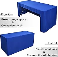 Vista 4 de Nasitos 2 Pack Royal Blue 6ft Table Cloth Fitted-Open Back Folding Table Cover Washable Fabric and Wrinkle Resistant Table Cloth for Trade Show