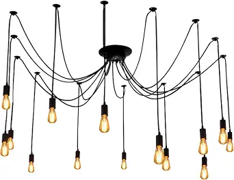 Spider Pendant Light Fixture - 14 Arms Vintage Industrial Chandelier