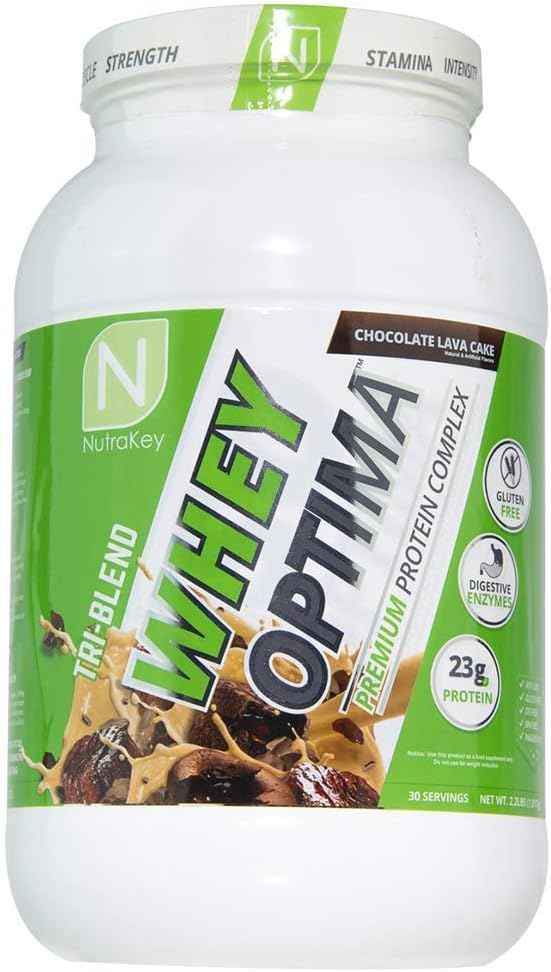 NutraKey Whey Optima Protein Powder with 23g of Protein, Low Carb, Gluten Free Protein, Non-GMO (Chocolate Lava Cake) 2.2 Pound