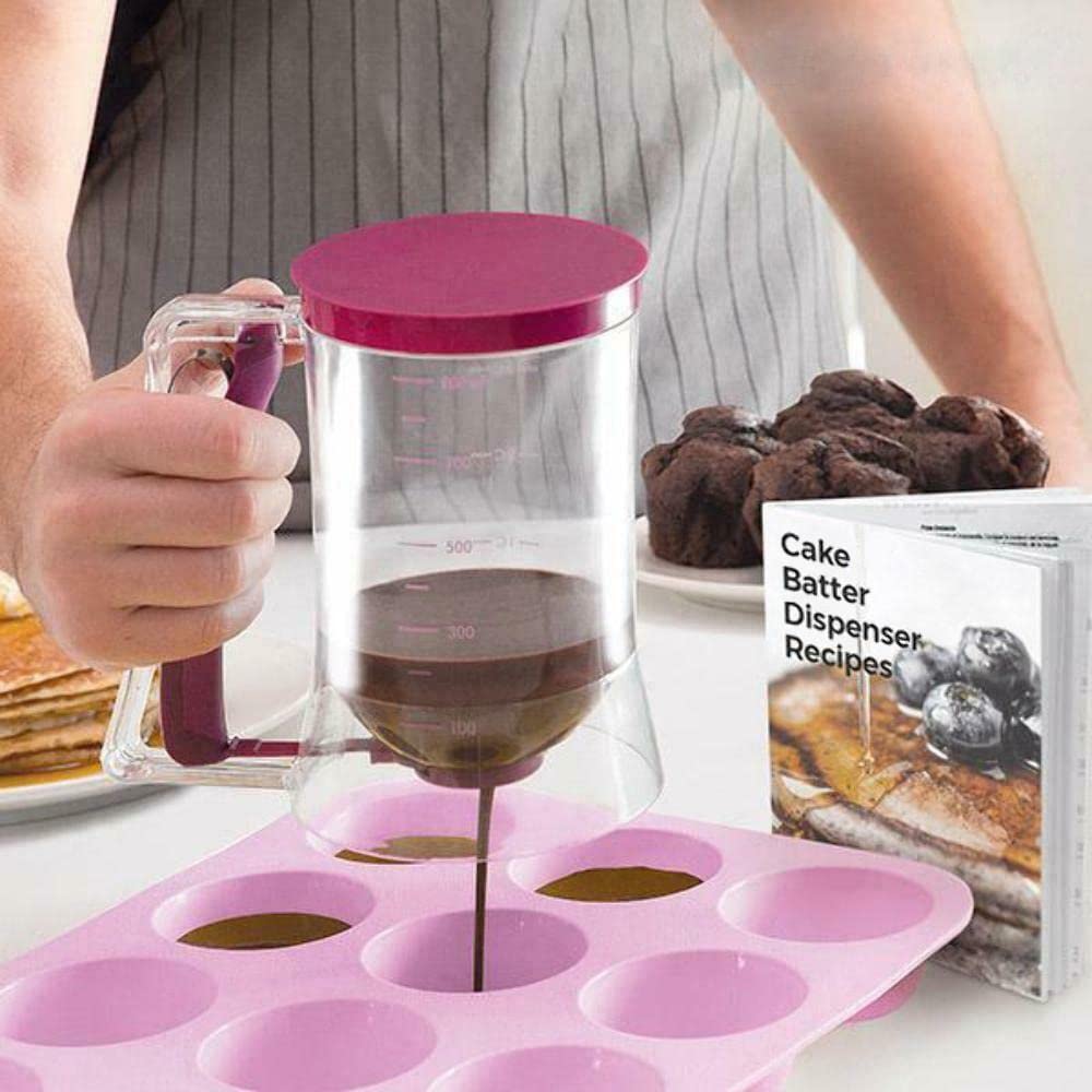 InnovaGoods - Dispensadora De Repostería 900 ml, Sistema Antigoteo, Incluye Recetario, Transparente/Rosa, Plástico