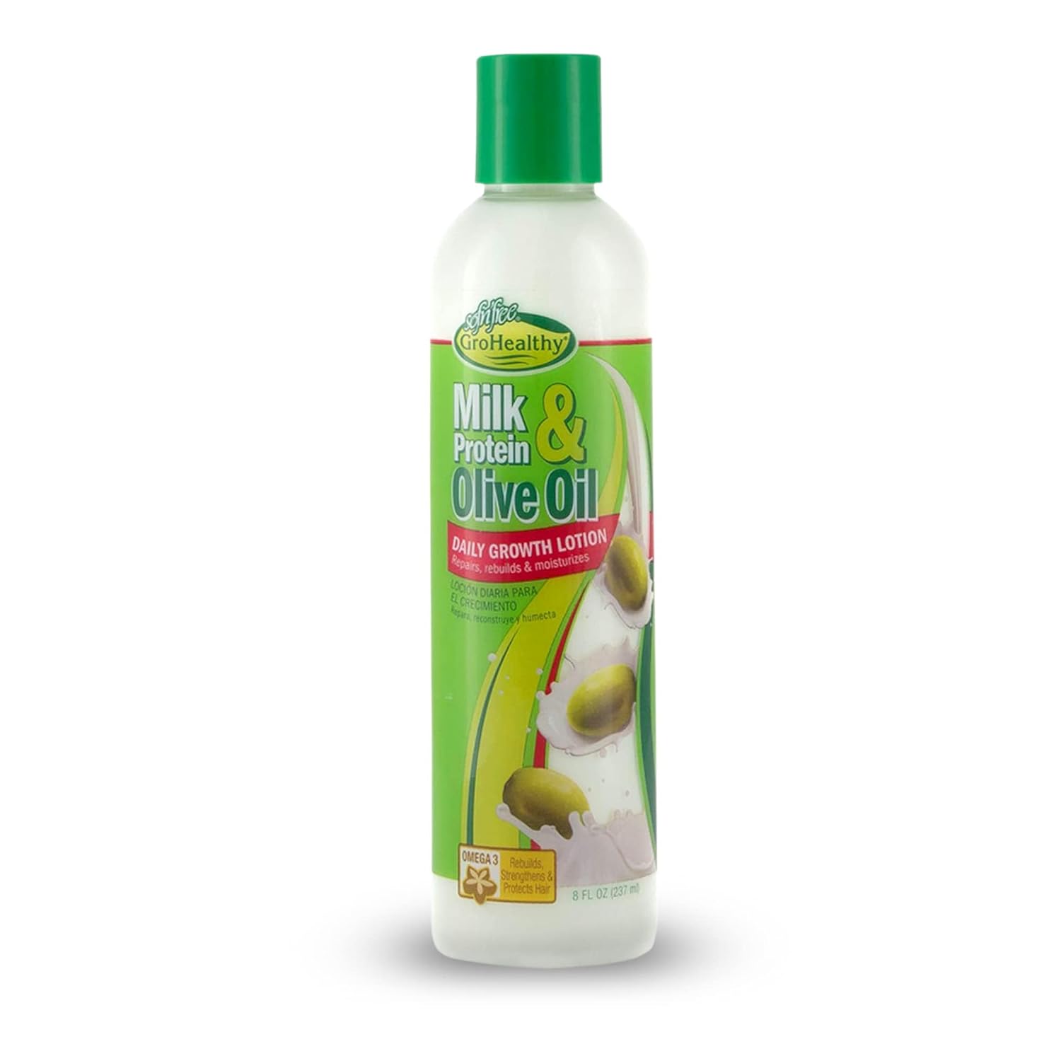 Milk Protein & Olive Oil Daily Hair Growth Lotion Repairs, Rebuilds, Moisturizes and Promotes Growth for Soft, Healthy, Manageable Hair - Sofn’Free GroHealthy - Single