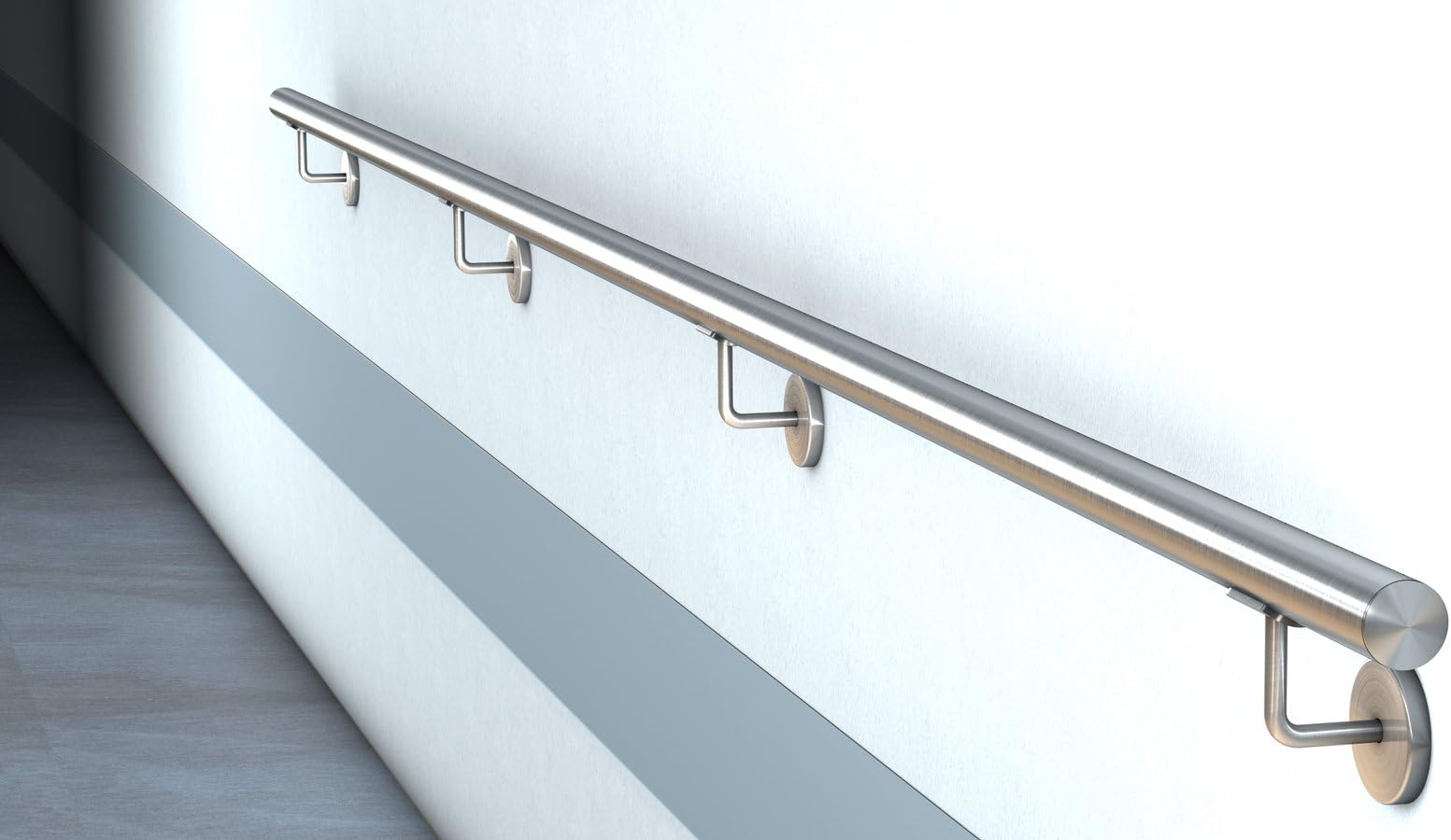 Handlaufhalter Edelstahl Gerade Handlauf Geländer 2m Länge In Eiche – Montagefertig Mit 3 Edelstahlhaltern, Für Treppe & Wohnbereich Edelstahlhalter Für Geländer