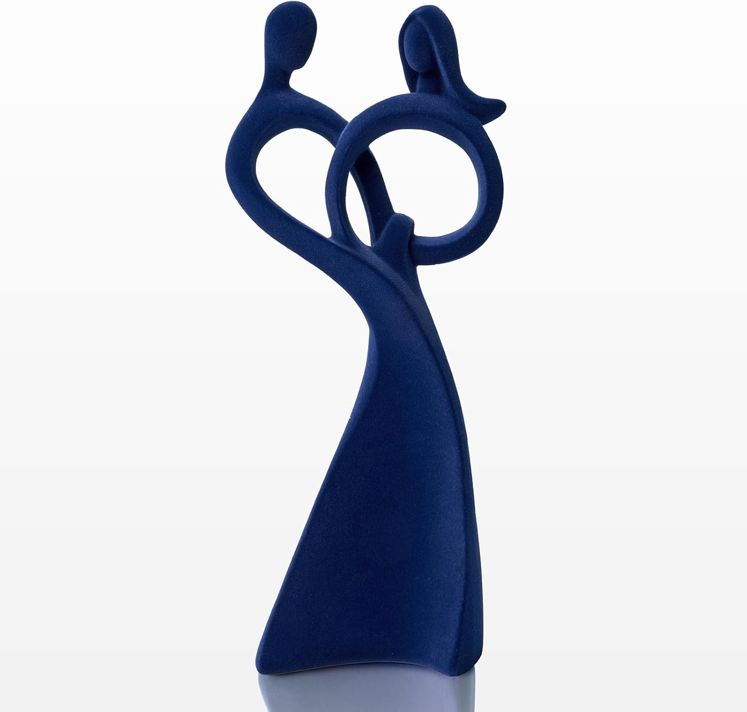 Velvet Flocked Couple Sculpture, Flocked Statue for Anniversary, Wedding Gift, Modern Abstract Art Figurine for Bedroom Decor, Living Room, Table Decor (Dark Blue)