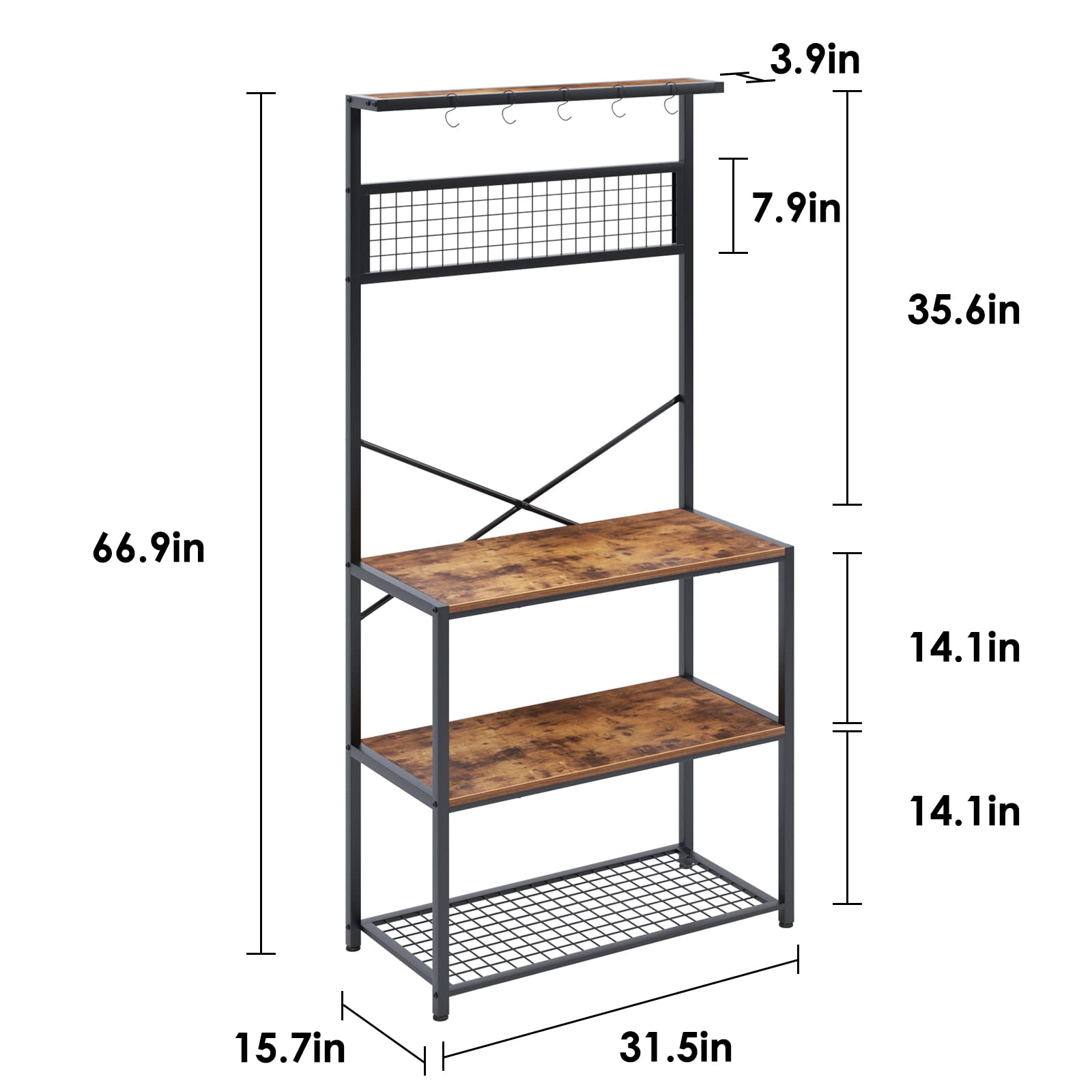 SogesHome Estantería para panadería, soporte para panadería, muebles de cocina, microondas, soporte para horno de cocina, espacio de trabajo con estante (D5003)