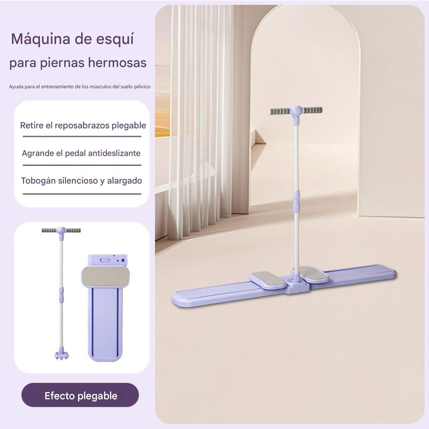 Máquina de Esquí Equipo de Ejercicio - Ejercitador Plegable para Fuerza en Piernas,Simulador Portátil de Esquí para Moldeo Corporal Cardio Pilates Rehabilitación Gimnasio en Casa