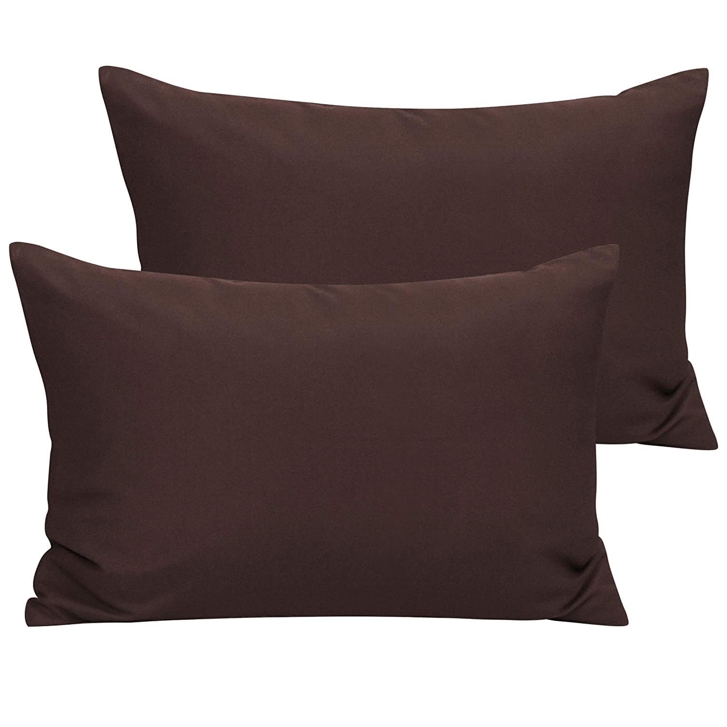 Travel Pillowcase 12x16 500 Thread Count Egyptian Cotton Set of 2 Toddler Pillowcase Zipper Closer 100% Egyptian Cotton (Toddler Travel 12x16 Zipper, Brown Solid)