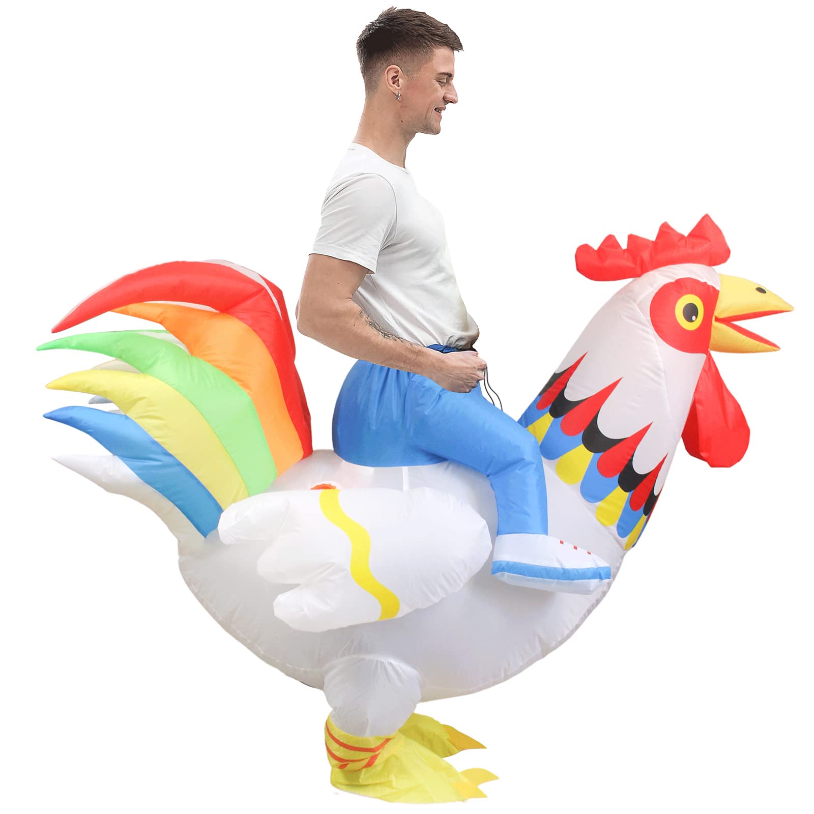 Disfraz inflable Gallo Disfraces hinchable Disfraces de Halloween y Navidad Disfraces de Fantasía Divertido Disfraz Adulto
