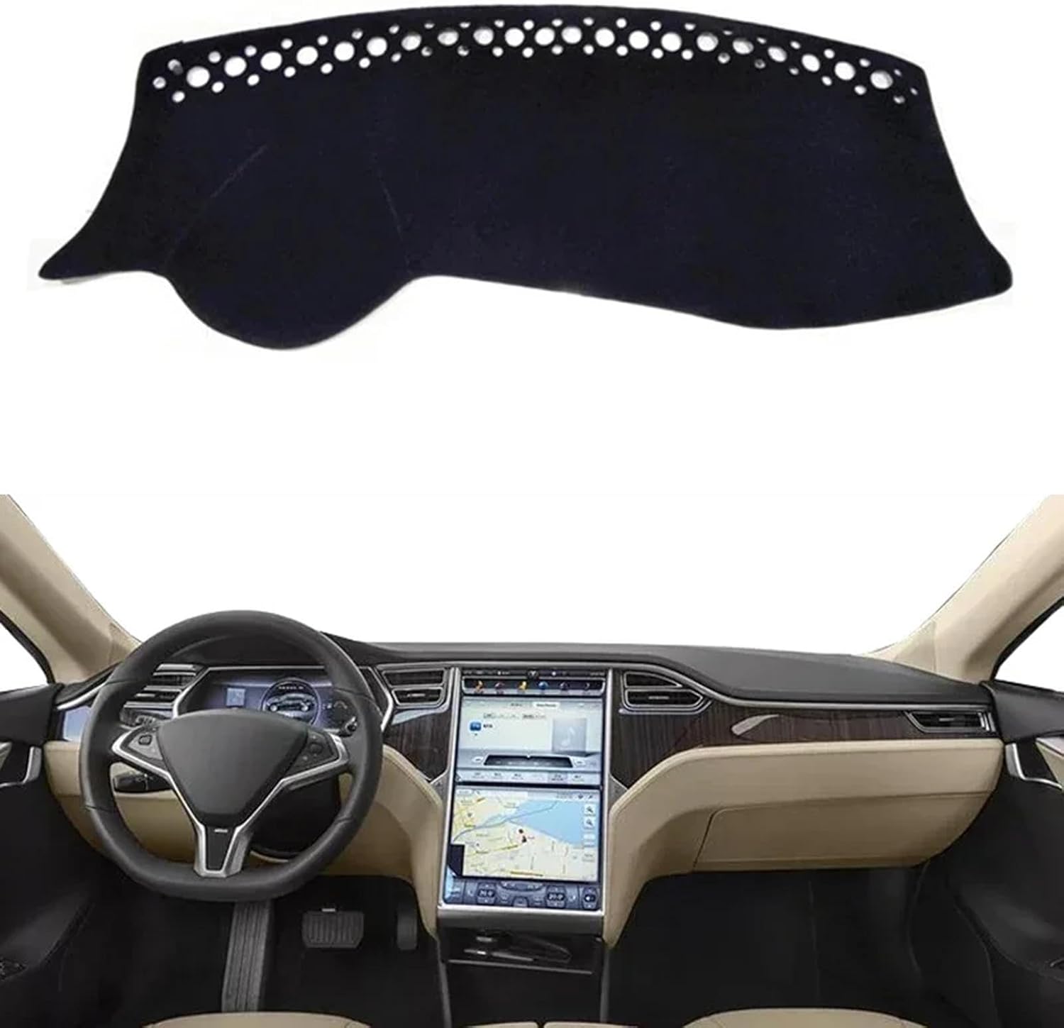 Fit for Tesla S 2012-2020,Dash Mat Dashboard Cover,Non-Slip Car Dashboard Cover,Black Car Dash Cover,Car Accessories