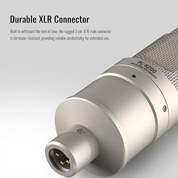 TAKSTAR PC-K200 II XLR Recording Microphone, Cardioid Condenser Mic with Ultra-Low Self-Noise, Balanced Bass/Mid/Treble, Power Indicator, Mic Clamp, Windscreen, for Live Broadcast, Karaoke, Recording