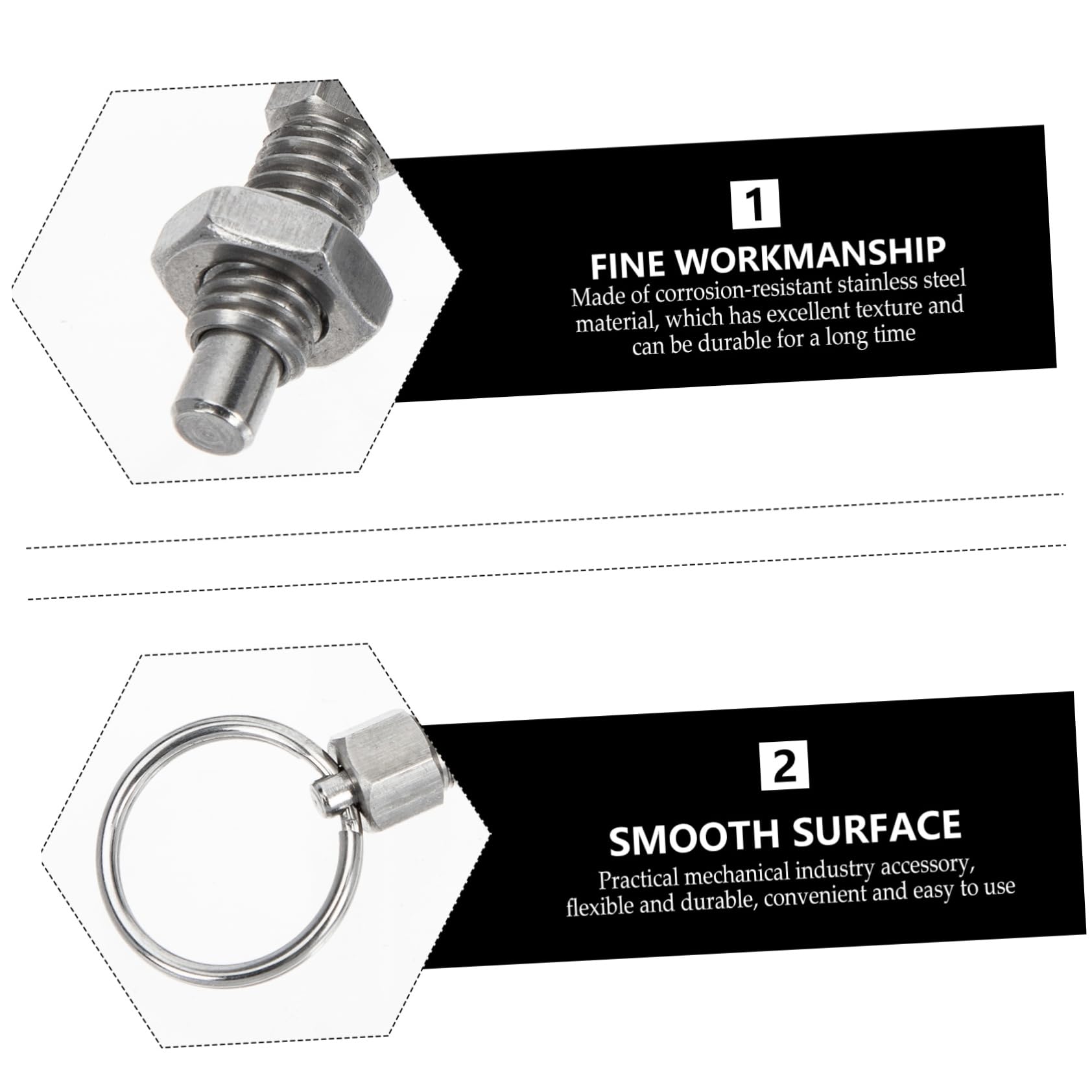 BUTIFULSIC 2pcs Pull Ring Indexing Plunger Spring Catch Bolts Neat Tools Quick Release Pin Toggle Locking Pin Spring Plunger Lock Pin Plunger Latch Gauge Car Very Gage Silver Stainless Steel