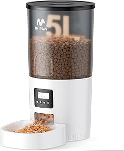Automatic Cat Feeders, 5L Large Capacity, Timed Feeding Dry Food, Dual Power Design, Programmable Portion Size, 1-6 Meals Per Day, with Desiccant Packet, Suitable for Small Pets Food Dispenser asin的图片